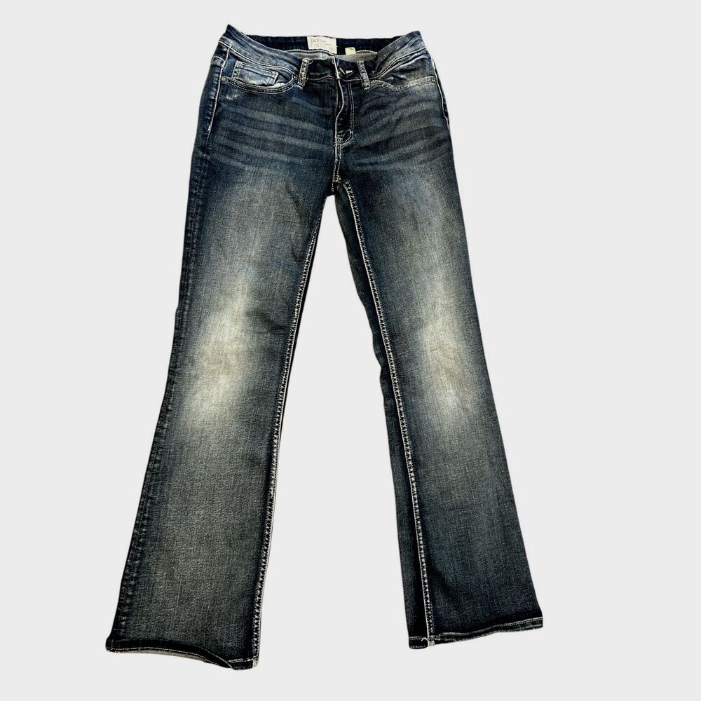 BKE Denim Stella Mid Rise  Bluei Jeans Womens Size 28R Embroidered Pockets